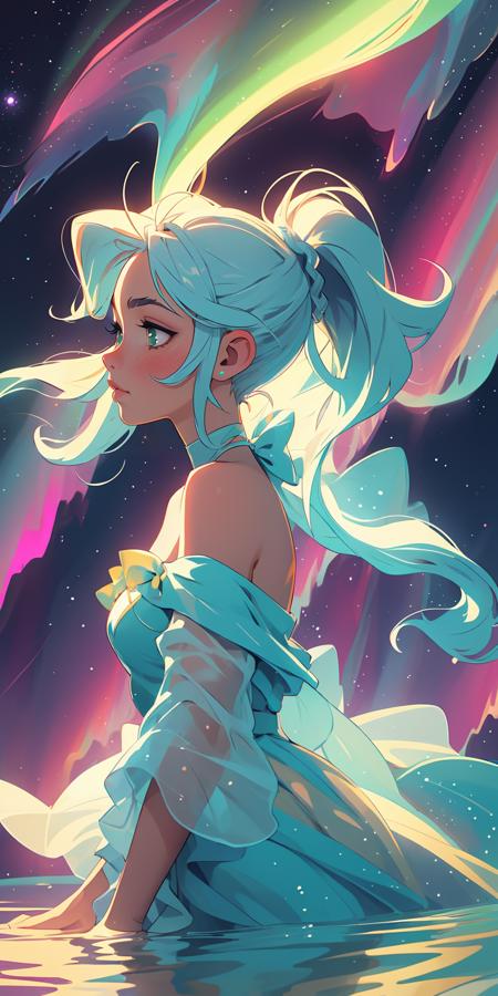 00234-173090658-(masterpiece, best quality), 1girl, galaxy, reflection, from side, aurora, dress, glitter, high ponytail, off shoulder, in water.png